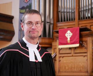 Rev Johannes Wildner in church